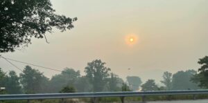 View of haze from wildfires in Canada